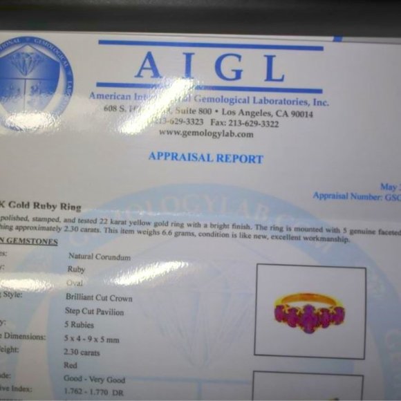 Burmese Ruby 2.30ct Solid 22K Multistone Gold Ring - Picture 4 of 9